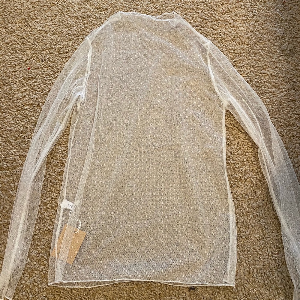 White Sheer Dotted Top